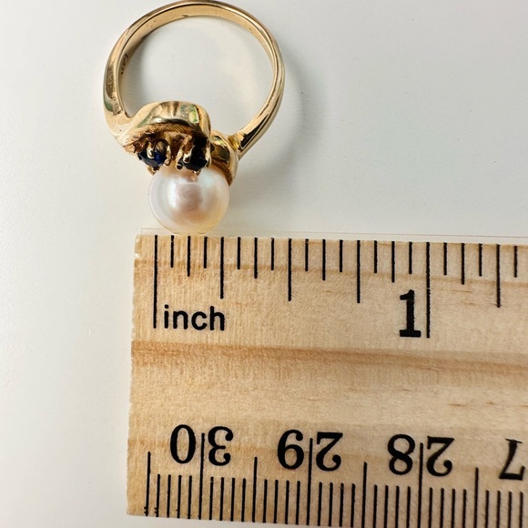 14 K gold chain with pearl pendant with Two diamonds, 14k earrings and r… - Picture 14 of 16